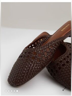 Reiss Slip-On Mules Marta Woven in Chocolate Brown Leather